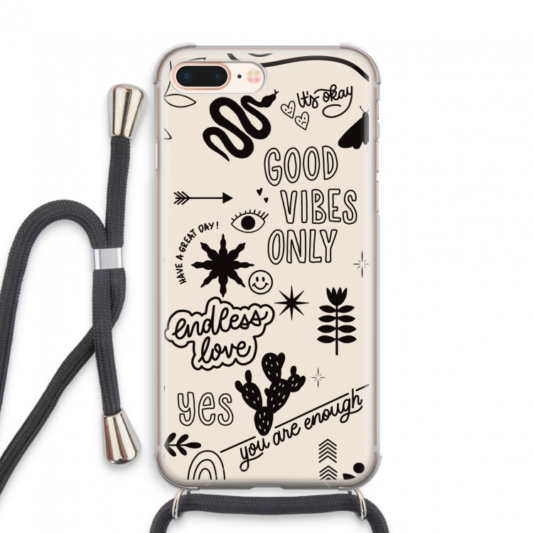 Good vibes: iPhone 8 Plus Transparant Hoesje met koord