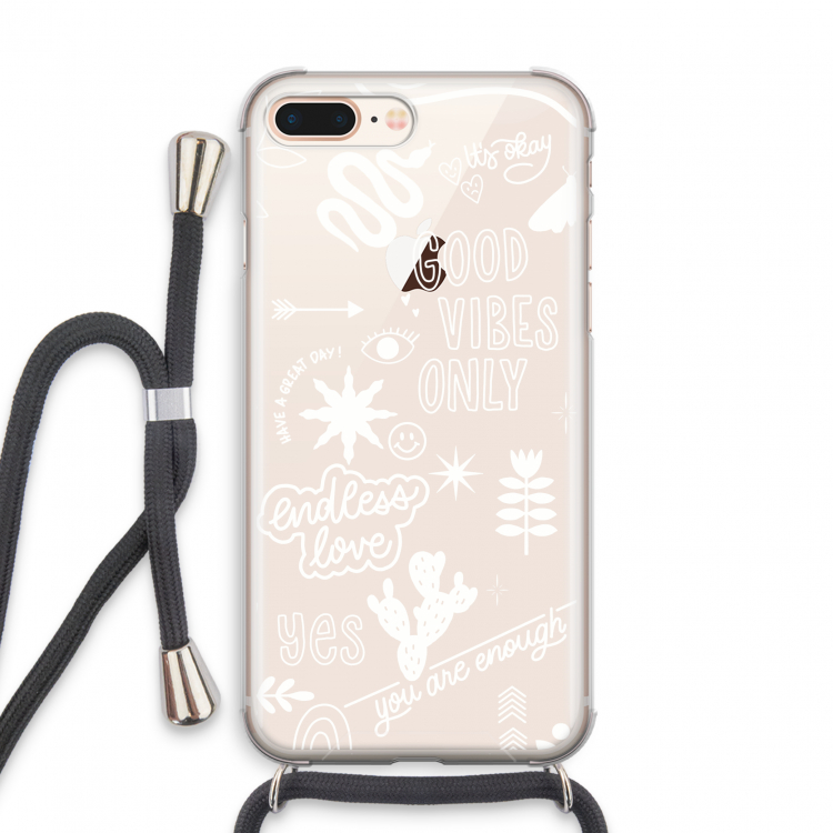 Good vibes: iPhone 8 Plus Transparant Hoesje met koord