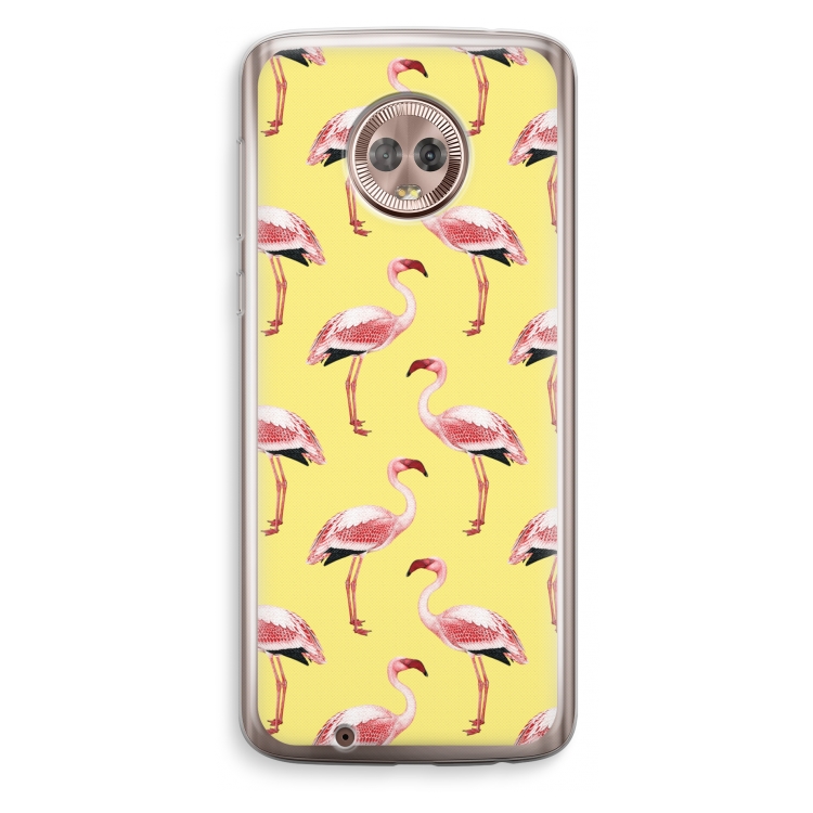 Flamingo's geel: Motorola Moto G6 Transparant Hoesje