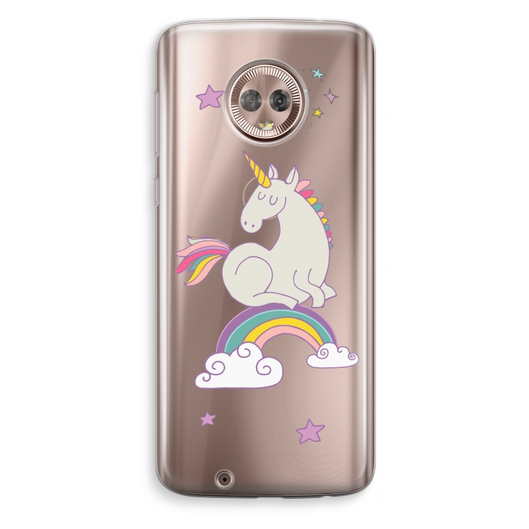Regenboog eenhoorn: Motorola Moto G6 Transparant Hoesje