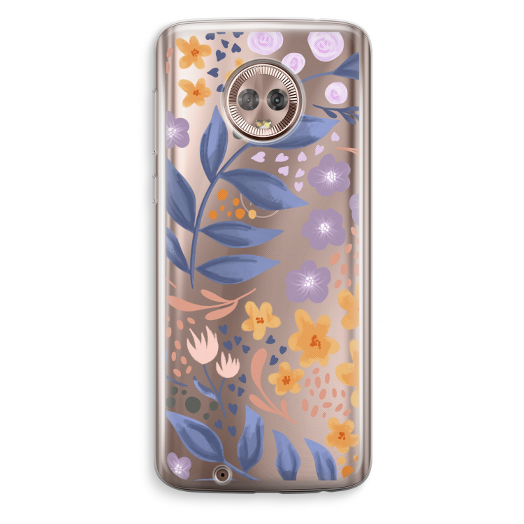 Flowers with blue leaves: Motorola Moto G6 Transparant Hoesje