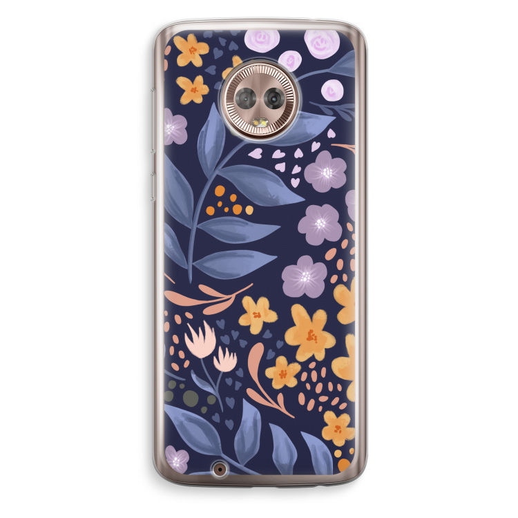 Flowers with blue leaves: Motorola Moto G6 Transparant Hoesje