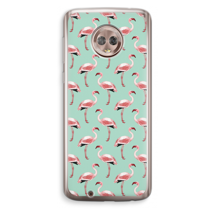 Flamingoprint groen: Motorola Moto G6 Transparant Hoesje