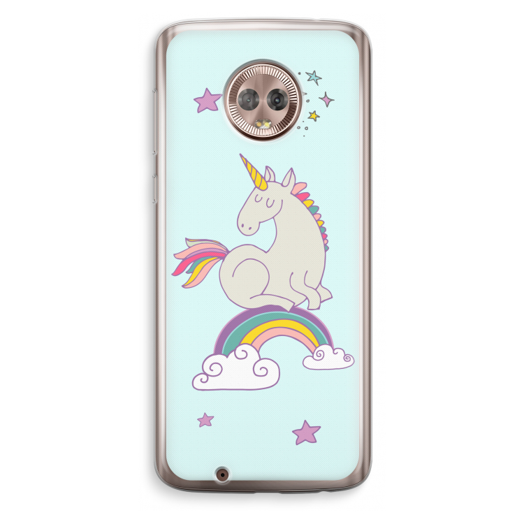 Regenboog eenhoorn: Motorola Moto G6 Transparant Hoesje
