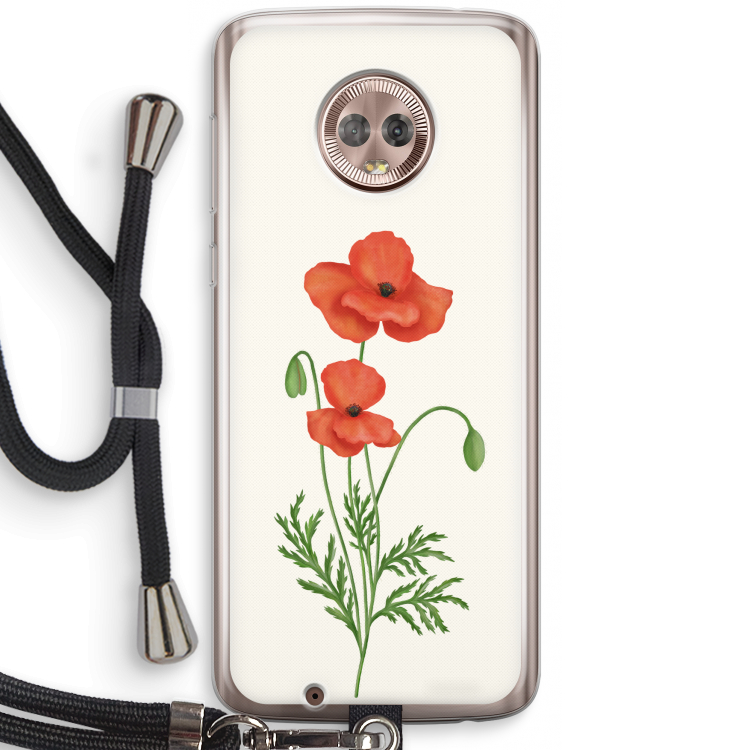 Red poppy: Motorola Moto G6 Transparant Hoesje met koord