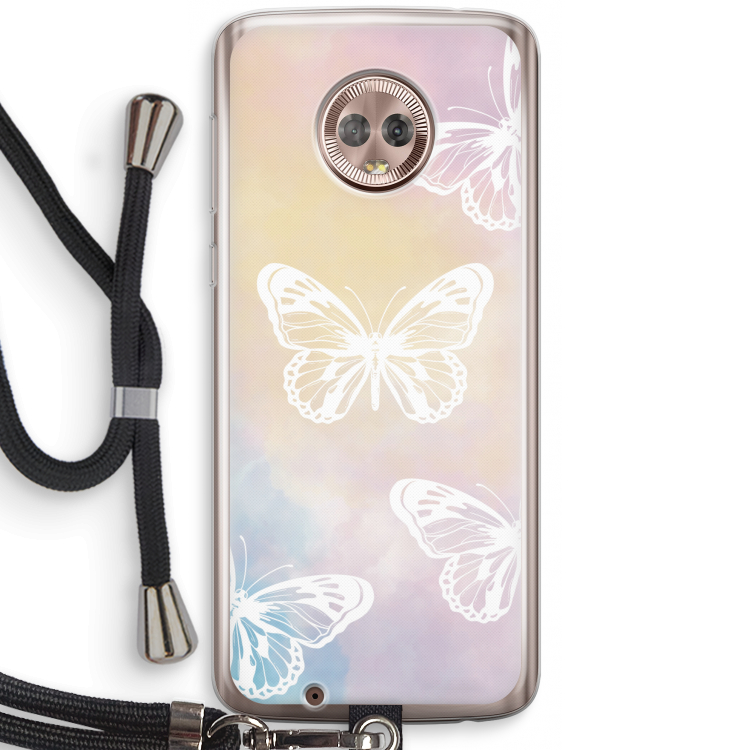 White butterfly: Motorola Moto G6 Transparant Hoesje met koord
