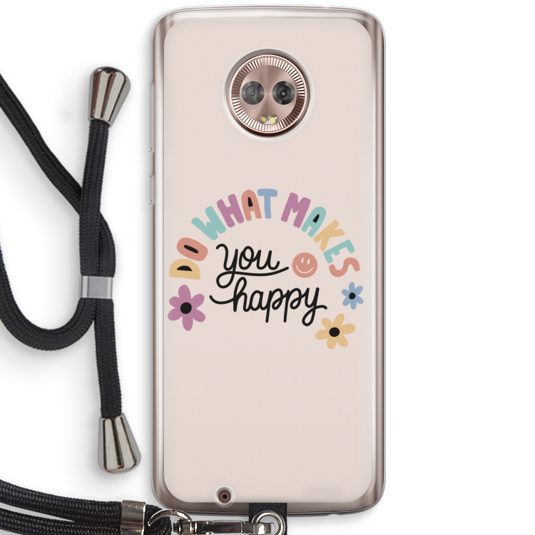 Happy days: Motorola Moto G6 Transparant Hoesje met koord