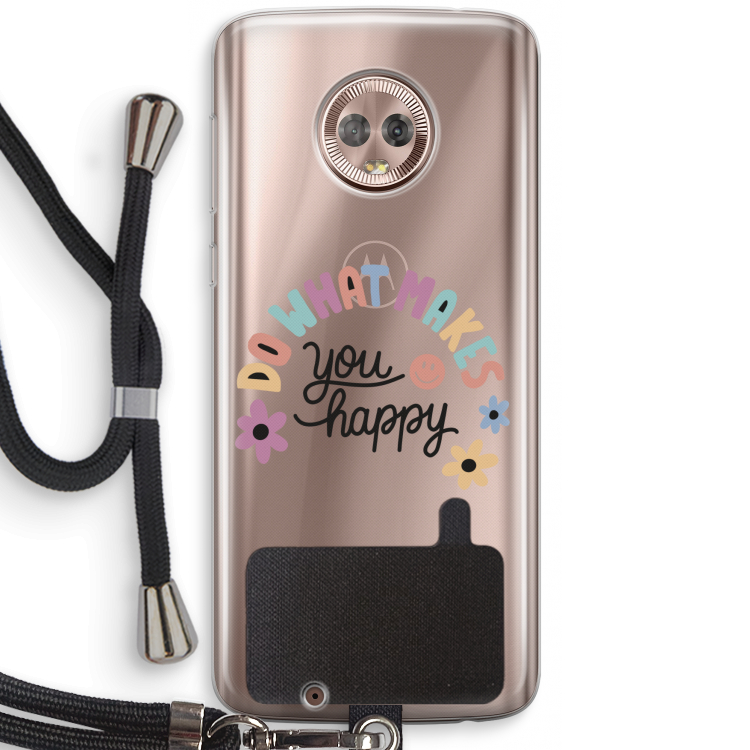 Happy days: Motorola Moto G6 Transparant Hoesje met koord