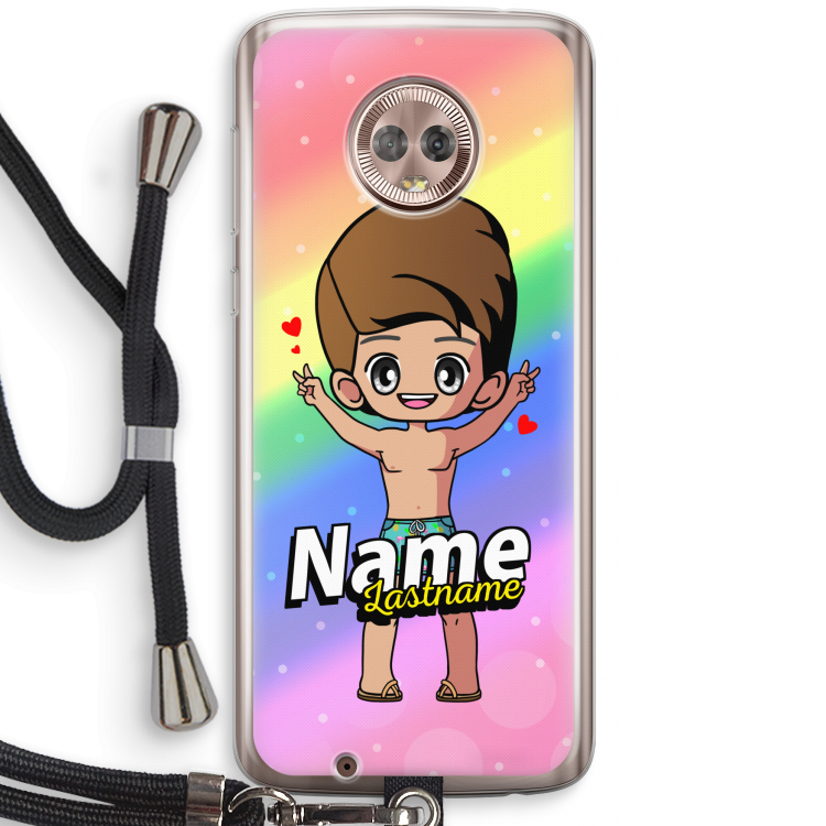 Chibi Maker man: Motorola Moto G6 Transparant Hoesje met koord