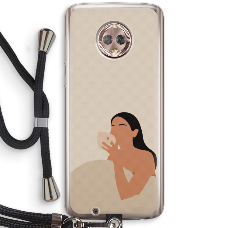 Fresh coffee: Motorola Moto G6 Transparant Hoesje met koord