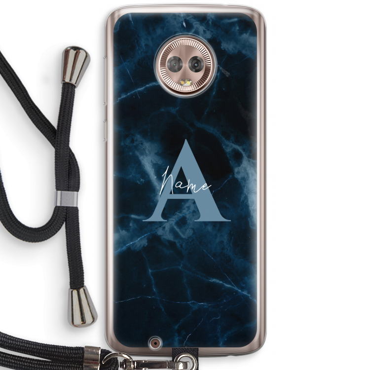 Midnight Marble: Motorola Moto G6 Transparant Hoesje met koord