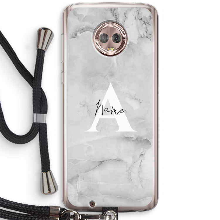 Ivory Marble: Motorola Moto G6 Transparant Hoesje met koord