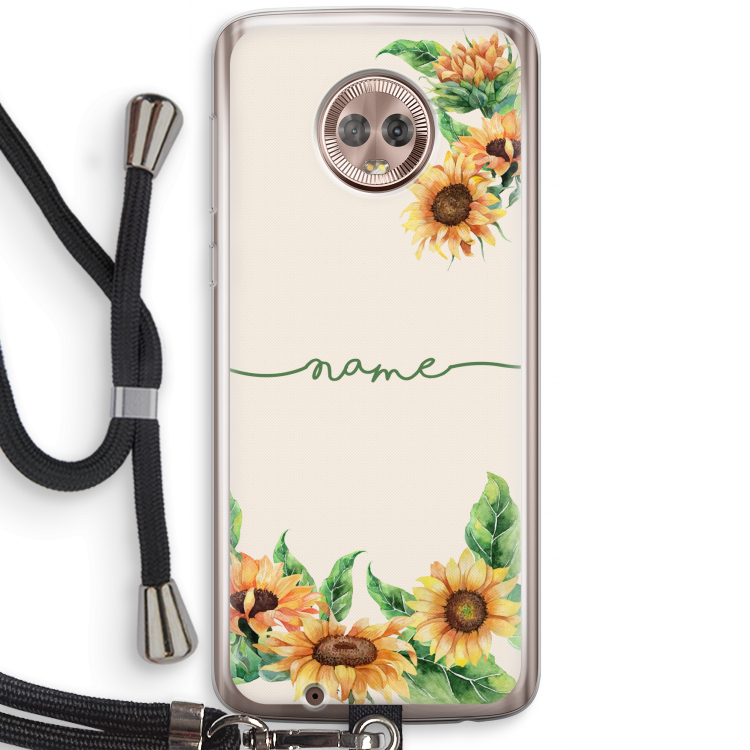 Zonnebloemen: Motorola Moto G6 Transparant Hoesje met koord