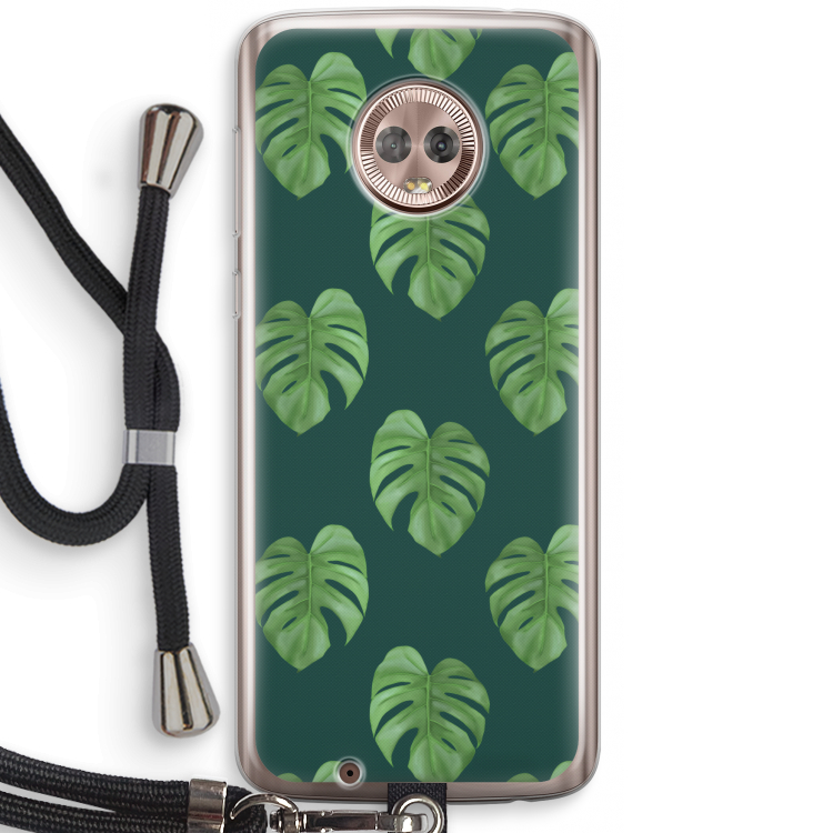 Monstera leaves: Motorola Moto G6 Transparant Hoesje met koord