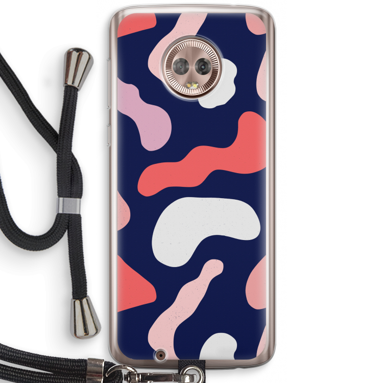 Memphis Shapes Pink: Motorola Moto G6 Transparant Hoesje met koord