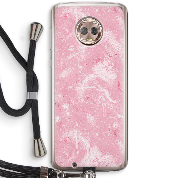 Abstract Painting Pink: Motorola Moto G6 Transparant Hoesje met koord