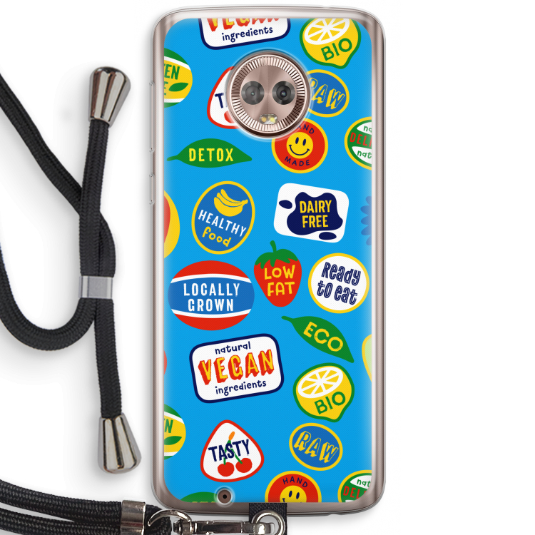 Fruitsticker: Motorola Moto G6 Transparant Hoesje met koord
