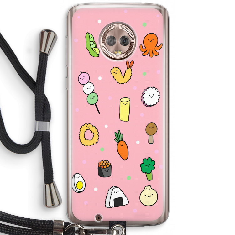 Happy bento friends: Motorola Moto G6 Transparant Hoesje met koord