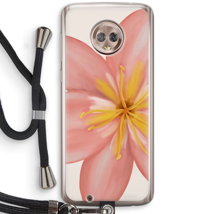 Pink Ellila Flower: Motorola Moto G6 Transparant Hoesje met koord
