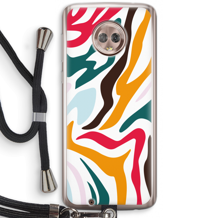 Colored Zebra: Motorola Moto G6 Transparant Hoesje met koord