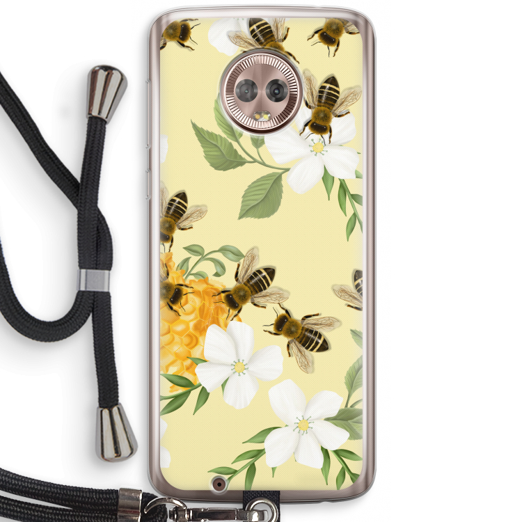 No flowers without bees: Motorola Moto G6 Transparant Hoesje met koord