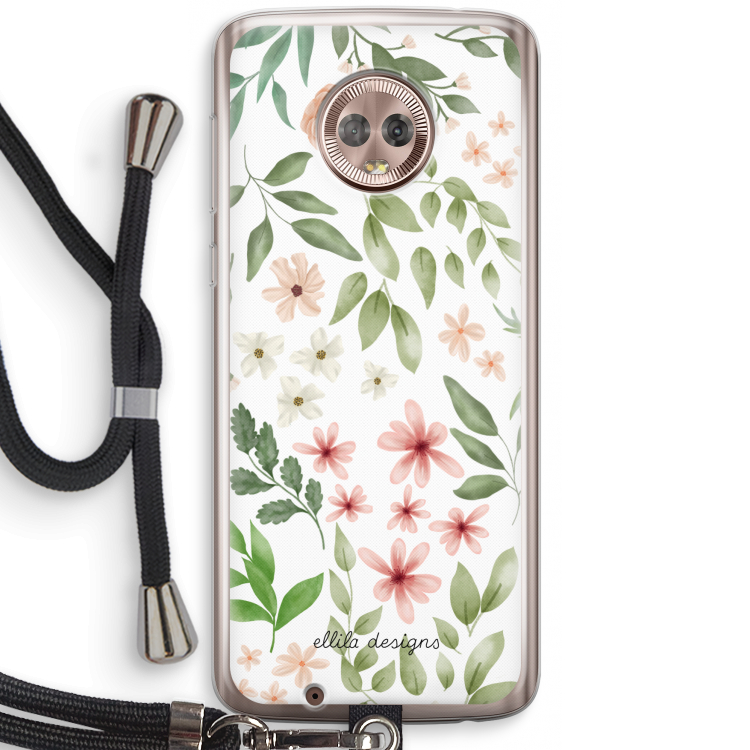 Botanical sweet flower heaven: Motorola Moto G6 Transparant Hoesje met koord