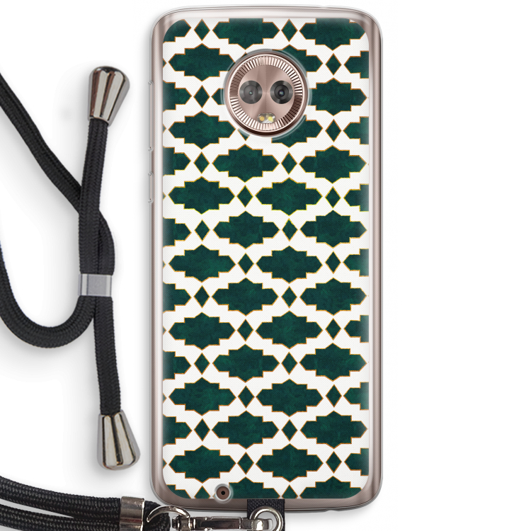 Moroccan tiles: Motorola Moto G6 Transparant Hoesje met koord