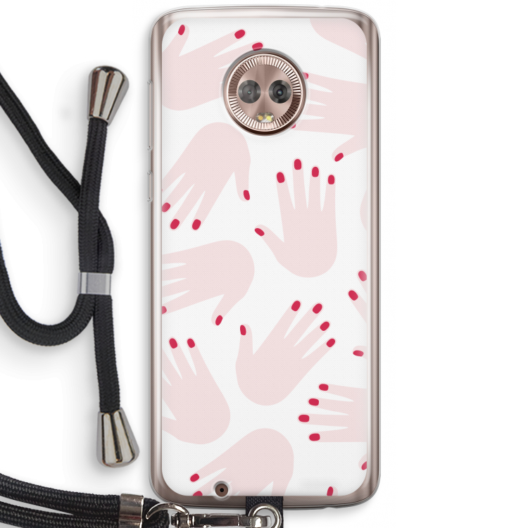 Hands pink: Motorola Moto G6 Transparant Hoesje met koord