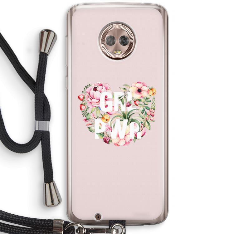 GRL PWR Flower: Motorola Moto G6 Transparant Hoesje met koord