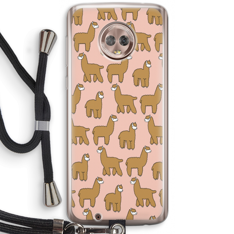 Alpacas: Motorola Moto G6 Transparant Hoesje met koord