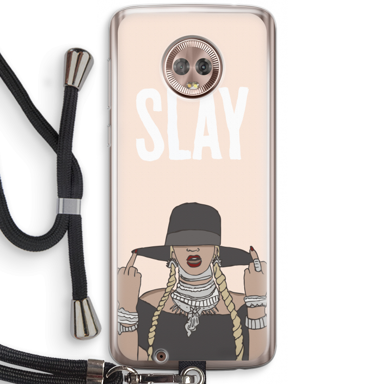 Slay All Day: Motorola Moto G6 Transparant Hoesje met koord