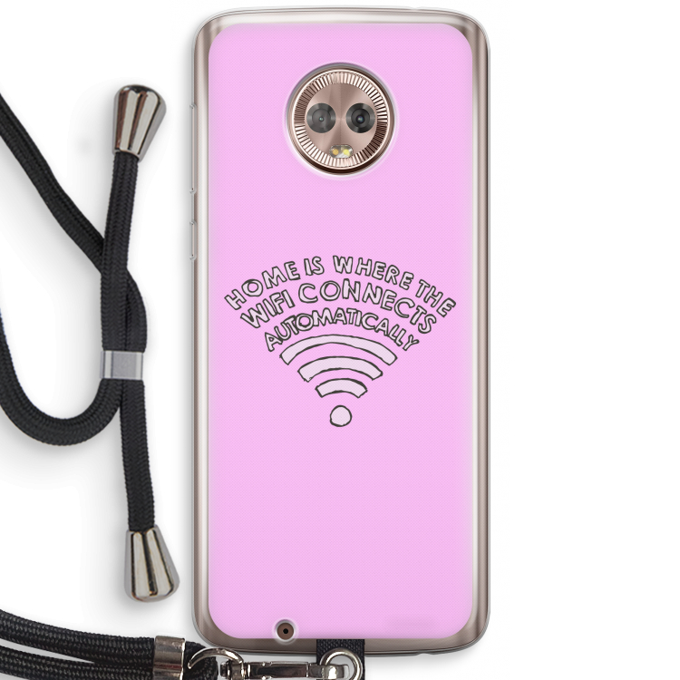Home Is Where The Wifi Is: Motorola Moto G6 Transparant Hoesje met koord