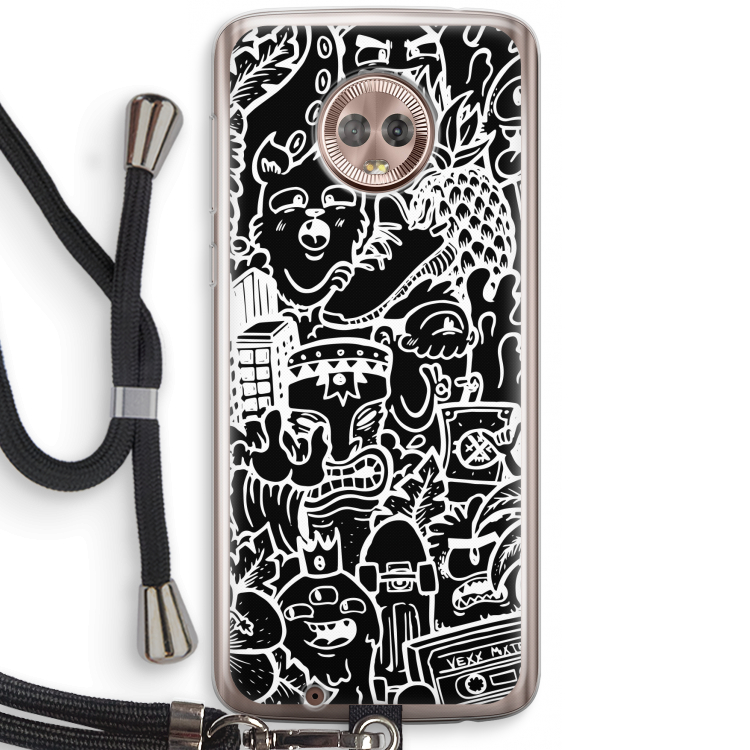 Vexx Black Mixtape: Motorola Moto G6 Transparant Hoesje met koord