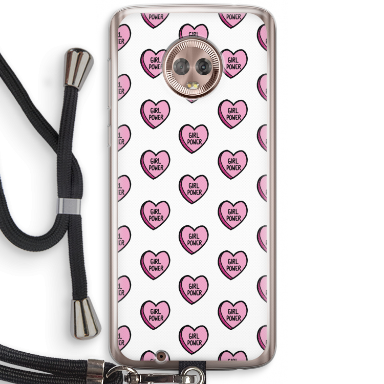 GIRL POWER: Motorola Moto G6 Transparant Hoesje met koord