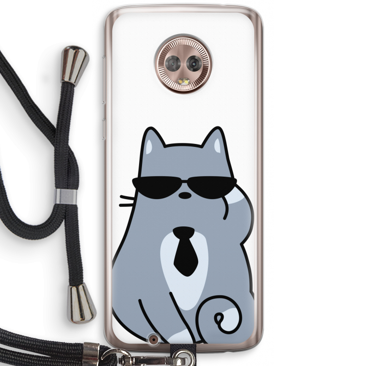 Cool cat: Motorola Moto G6 Transparant Hoesje met koord