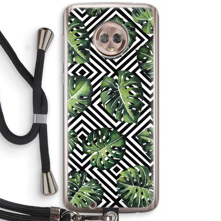 Geometrische jungle: Motorola Moto G6 Transparant Hoesje met koord