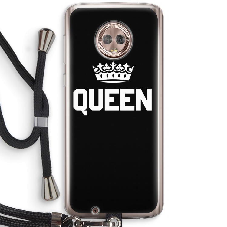 Queen zwart: Motorola Moto G6 Transparant Hoesje met koord