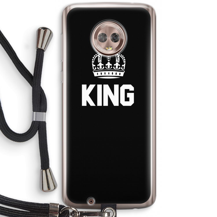 King zwart: Motorola Moto G6 Transparant Hoesje met koord