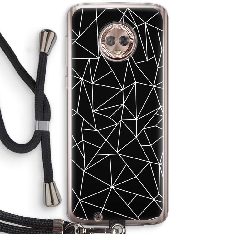 Geometrische lijnen wit: Motorola Moto G6 Transparant Hoesje met koord