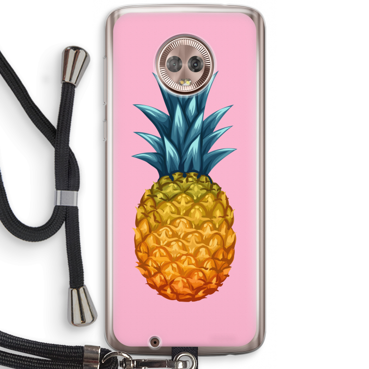 Grote ananas: Motorola Moto G6 Transparant Hoesje met koord