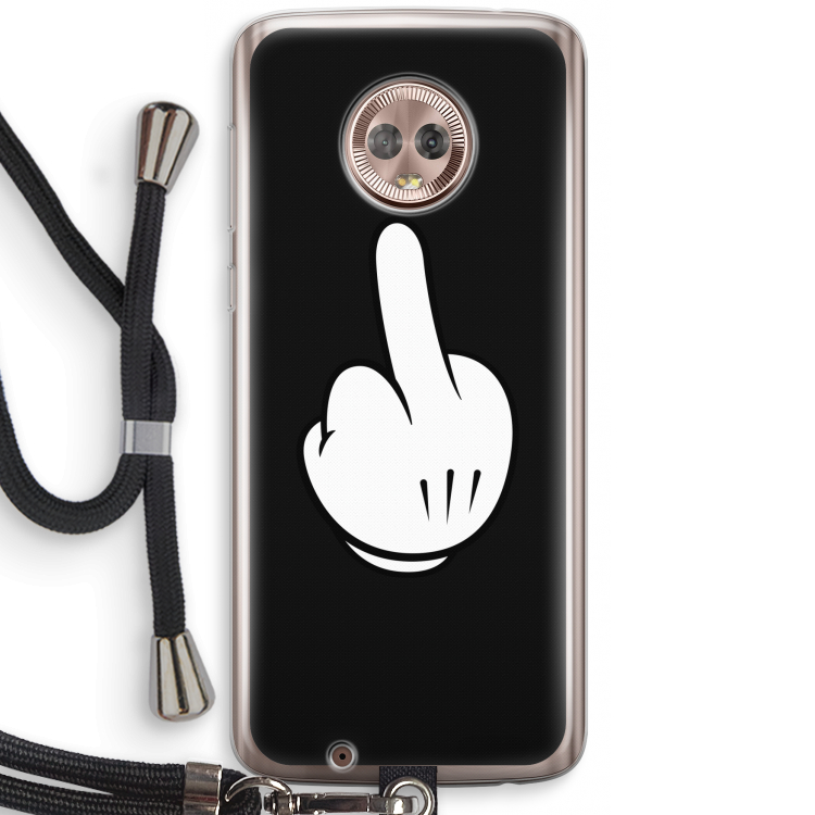 Middle finger black: Motorola Moto G6 Transparant Hoesje met koord