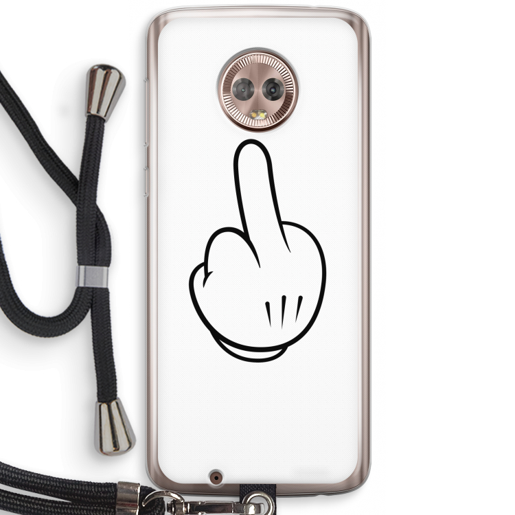 Middle finger white: Motorola Moto G6 Transparant Hoesje met koord