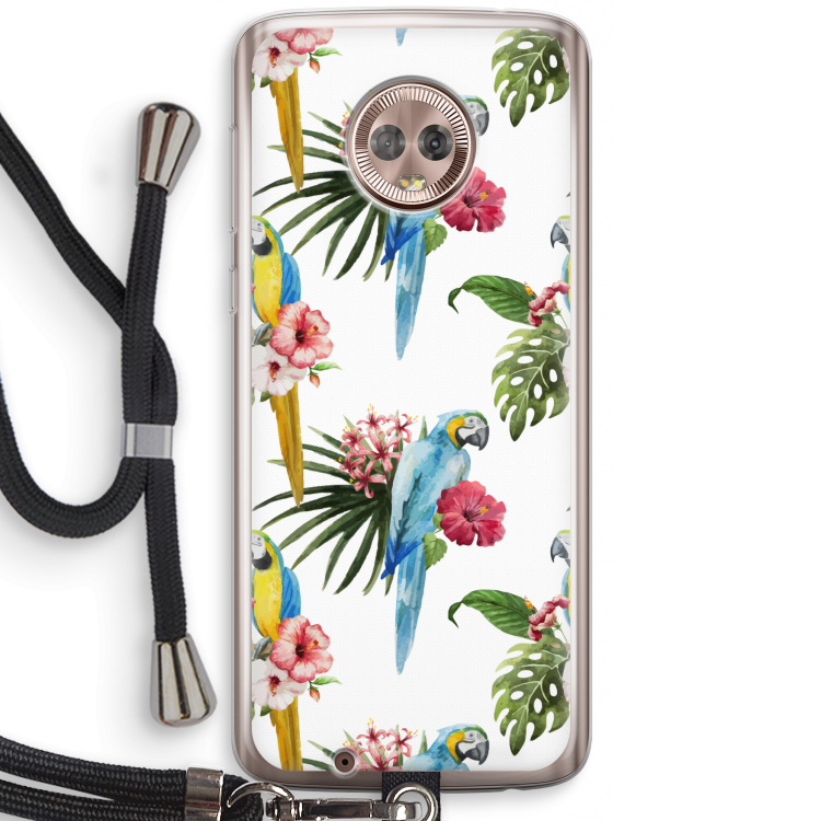 Kleurrijke papegaaien: Motorola Moto G6 Transparant Hoesje met koord