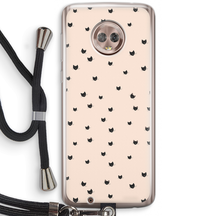 Kleine kattenkopjes: Motorola Moto G6 Transparant Hoesje met koord