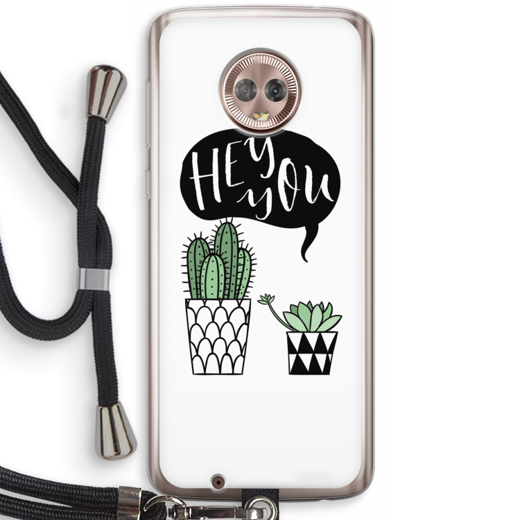 Hey you cactus: Motorola Moto G6 Transparant Hoesje met koord