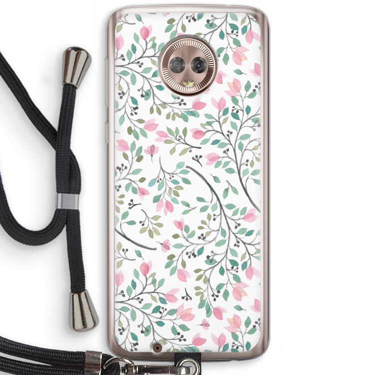 Sierlijke bloemen: Motorola Moto G6 Transparant Hoesje met koord