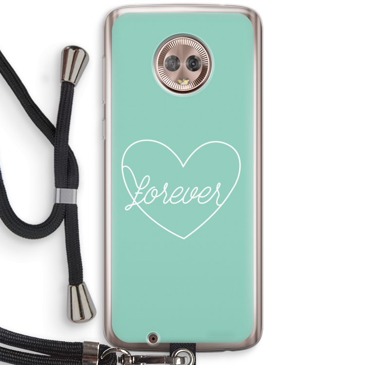 Forever heart pastel: Motorola Moto G6 Transparant Hoesje met koord