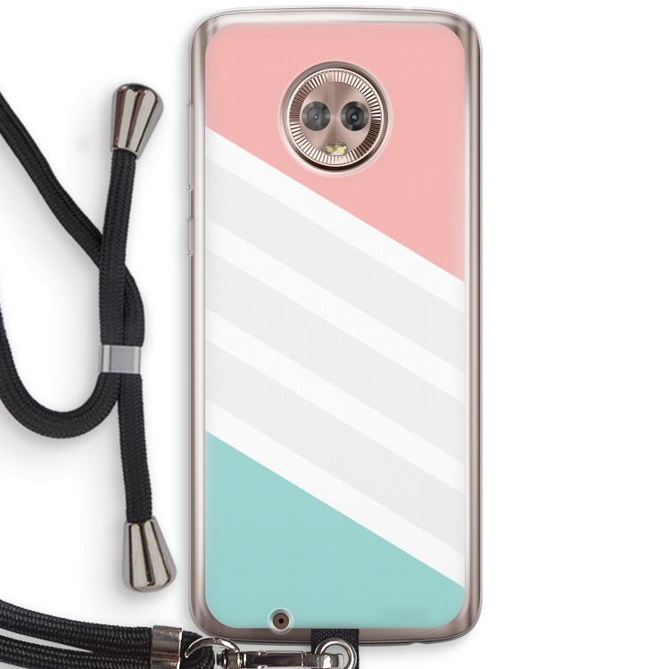 Strepen pastel: Motorola Moto G6 Transparant Hoesje met koord