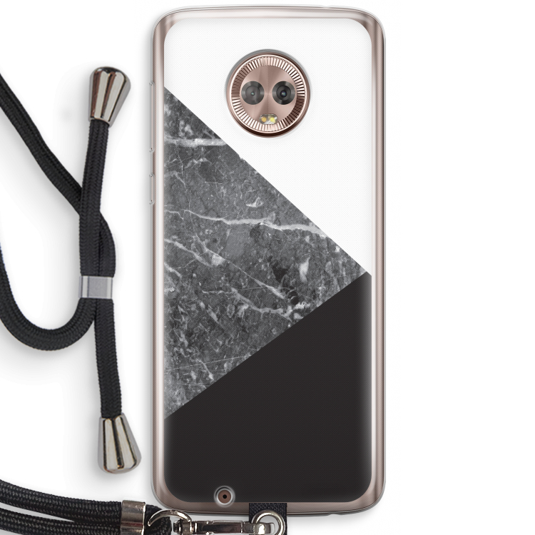 Combinatie marmer: Motorola Moto G6 Transparant Hoesje met koord