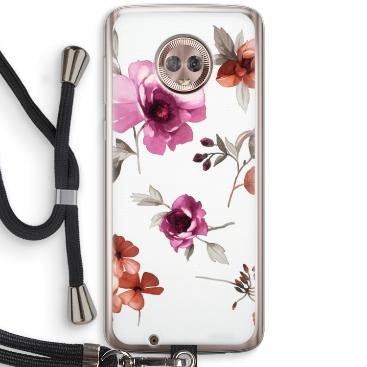 Geschilderde bloemen: Motorola Moto G6 Transparant Hoesje met koord